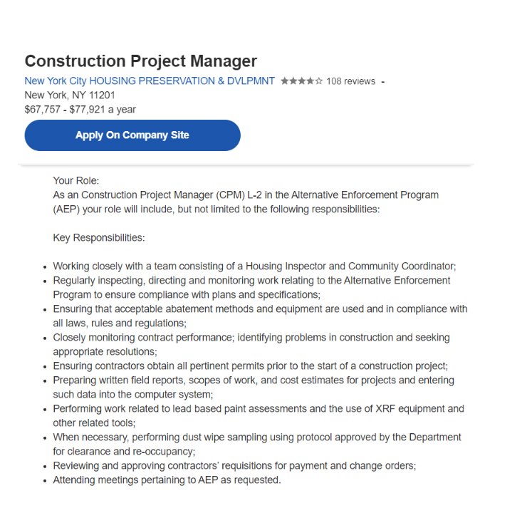 Sample Construction Project Managers Job Description Ads